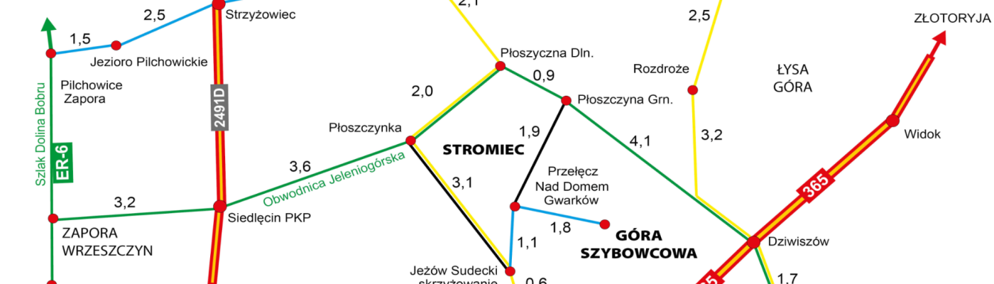schemat tras rowerowych  jezow 2016